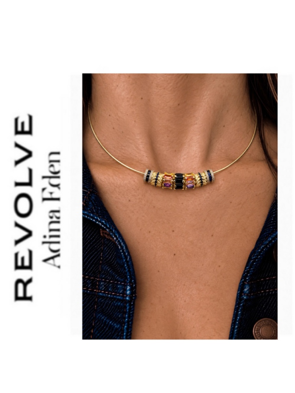 Revolve x Adina Eden Omega Necklace & Multi-Colored/ Gold Rondelle Charms